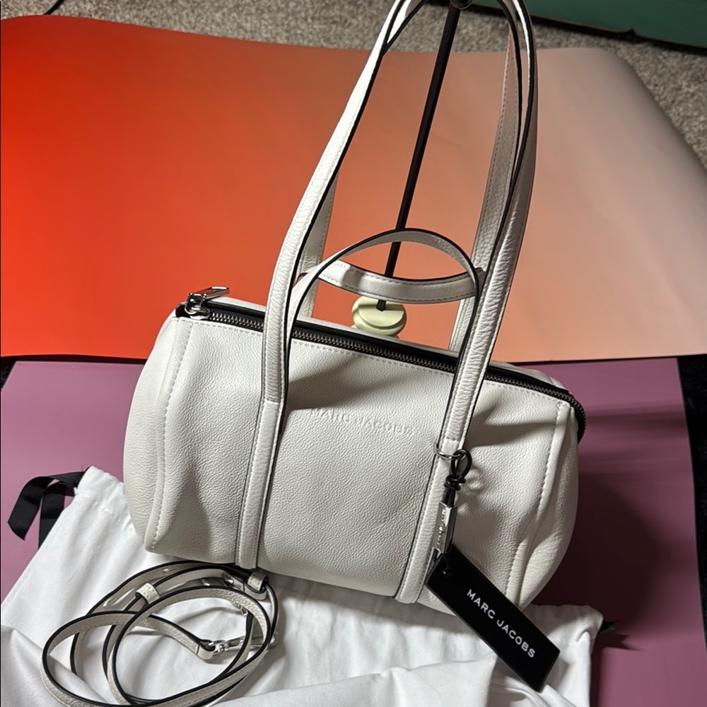 SALE Marc Jacobs White Leather Satchel Crossbody Shoulder Bag